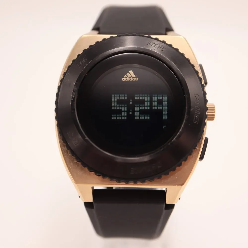Adidas Sport Mens 42mm Gold Black Tone Digital Watch Running Track w New Battery